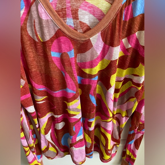 Free People Movement Keep Rolling Printed V Neck Long Sleeve - Picture 4 of 10